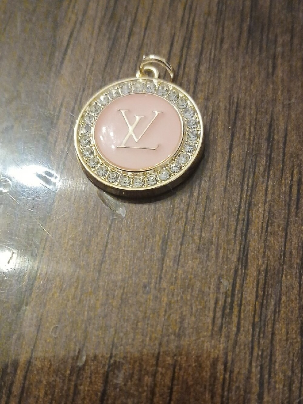 Louis Vuitton Pink and Gold Crystal-Trim Round Charm - Picture 2 of 4